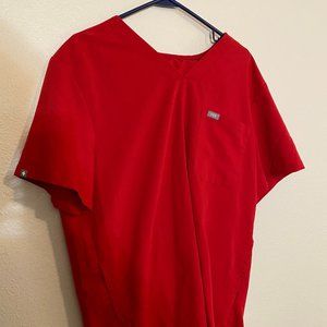 FIG CHISEC Three-Pocket Scrub Top  Red
